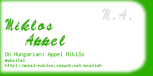 miklos appel business card