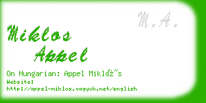 miklos appel business card